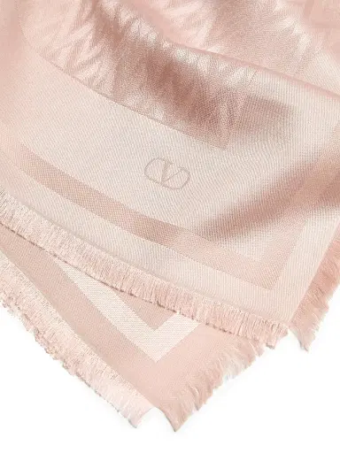Valentino Garavani Women's Toute La V Wool and Silk Shawl - Rose Mist | Thumbnail 4 Valentino Garavani Women's Toute La V Wool and Silk Shawl - Rose Mist | Thumbnail 4