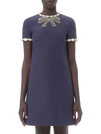 Valentino Women's Embroidered Crepe Couture Short Dress | Thumbnail 3 Valentino Women's Embroidered Crepe Couture Short Dress | Thumbnail 3