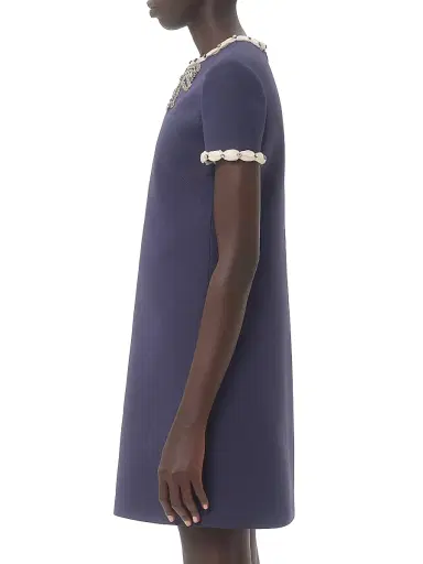 Valentino Women's Embroidered Crepe Couture Short Dress | Thumbnail 4 Valentino Women's Embroidered Crepe Couture Short Dress | Thumbnail 4