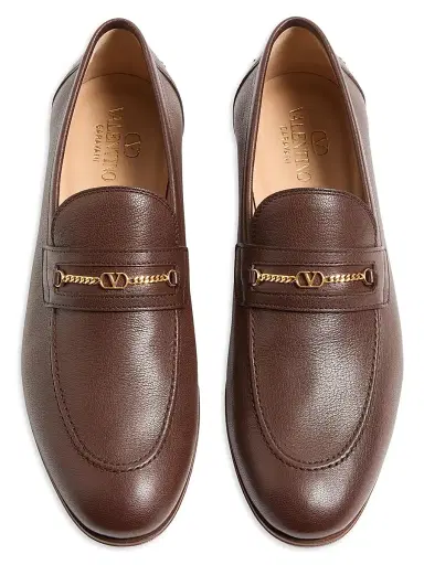 Valentino Garavani Men's VLogo Signature Kidskin Moccasin Loafers - Bark Brown | Thumbnail 6 Valentino Garavani Men's VLogo Signature Kidskin Moccasin Loafers - Bark Brown | Thumbnail 6