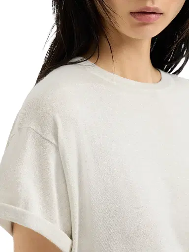 Brunello Cucinelli Women's Sparkling Cashmere and Silk Lightweight Knit T-Shirt - White | Thumbnail 4 Brunello Cucinelli Women's Sparkling Cashmere and Silk Lightweight Knit T-Shirt - White | Thumbnail 4