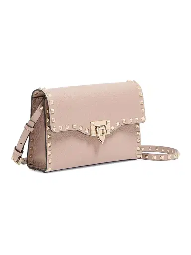 Valentino Garavani Women's Rockstud Grainy Calfskin Crossbody Bag - Poudre | Thumbnail 2 Valentino Garavani Women's Rockstud Grainy Calfskin Crossbody Bag - Poudre | Thumbnail 2
