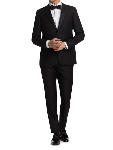 Emporio Armani Men's One-Button Regular-Fit Wool Tuxedo - Black - Size 50 | Thumbnail 2 Emporio Armani Men's One-Button Regular-Fit Wool Tuxedo - Black - Size 50 | Thumbnail 2