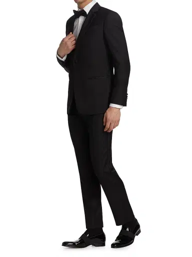 Emporio Armani Men's One-Button Regular-Fit Wool Tuxedo - Black - Size 50 | Thumbnail 4 Emporio Armani Men's One-Button Regular-Fit Wool Tuxedo - Black - Size 50 | Thumbnail 4