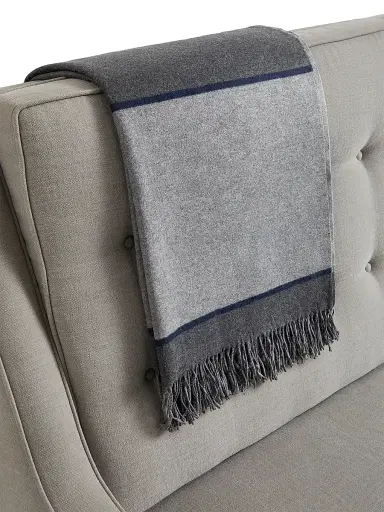 Brunello Cucinelli Silk Color Block Throw with Fringe | Thumbnail 2 Brunello Cucinelli Silk Color Block Throw with Fringe | Thumbnail 2