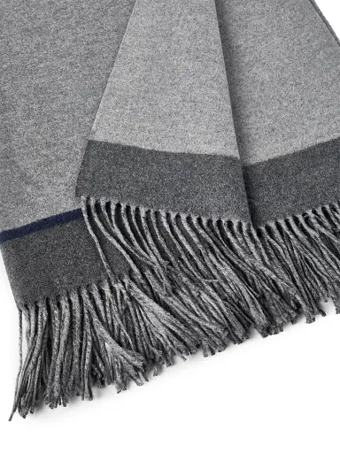 Brunello Cucinelli Silk Color Block Throw with Fringe | Thumbnail 3 Brunello Cucinelli Silk Color Block Throw with Fringe | Thumbnail 3