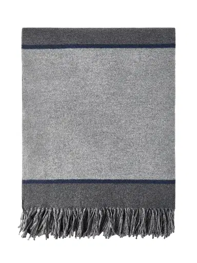 Brunello Cucinelli Silk Color Block Throw with Fringe | Thumbnail 1 Brunello Cucinelli Silk Color Block Throw with Fringe | Thumbnail 1