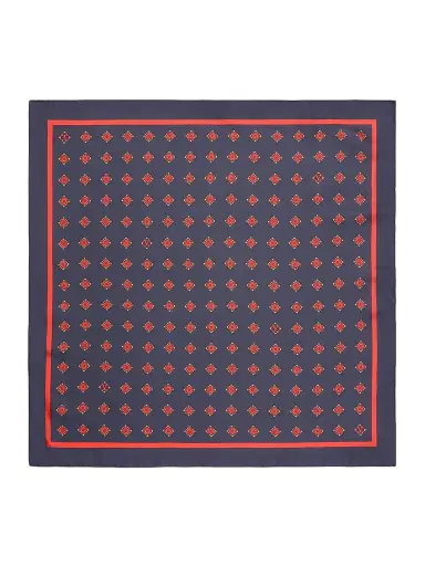 Valentino Garavani Men's Opticool Silk Scarf - Navy Red | Thumbnail 2 Valentino Garavani Men's Opticool Silk Scarf - Navy Red | Thumbnail 2
