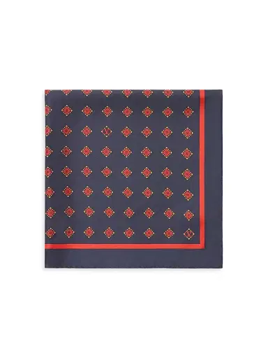 Valentino Garavani Men's Opticool Silk Scarf - Navy Red | Thumbnail 1 Valentino Garavani Men's Opticool Silk Scarf - Navy Red | Thumbnail 1