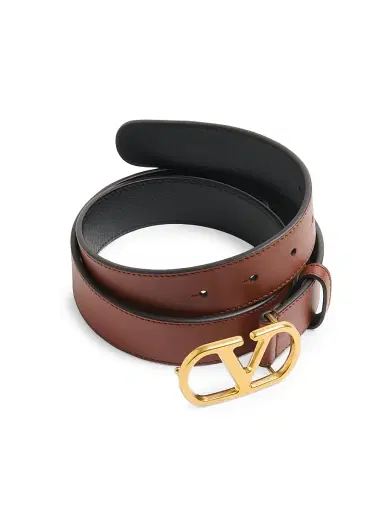 Valentino Garavani Women's VLogo Signature Belt in Shiny Calfskin 30MM | Thumbnail 3 Valentino Garavani Women's VLogo Signature Belt in Shiny Calfskin 30MM | Thumbnail 3
