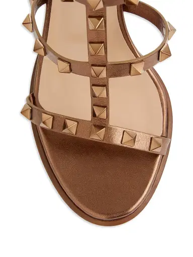 Valentino Garavani Women's Rockstud Metallic 90MM Calfskin Leather Ankle Strap Sandals - Bronze | Thumbnail 5 Valentino Garavani Women's Rockstud Metallic 90MM Calfskin Leather Ankle Strap Sandals - Bronze | Thumbnail 5