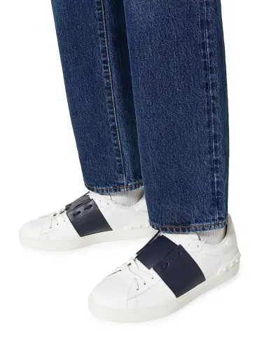 Valentino Garavani Men's Calfskin Open Sneakers - White Marine - Size 12.5 | Thumbnail 6 Valentino Garavani Men's Calfskin Open Sneakers - White Marine - Size 12.5 | Thumbnail 6