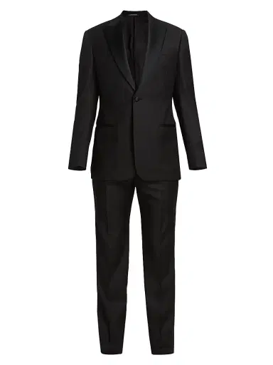 Emporio Armani Men's Peak Lapel Single-Button Suit - Black | Thumbnail 1 Emporio Armani Men's Peak Lapel Single-Button Suit - Black | Thumbnail 1