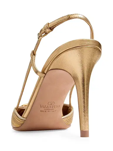 Valentino Garavani Women's VLogo Signature Metallic Slingback Pumps 80MM - Gold - Size 7 | Thumbnail 5 Valentino Garavani Women's VLogo Signature Metallic Slingback Pumps 80MM - Gold - Size 7 | Thumbnail 5