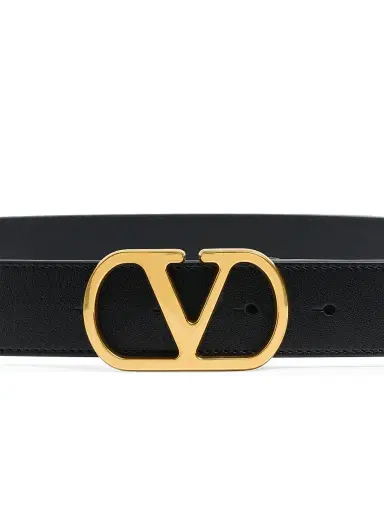 Valentino Garavani Women's VLogo Signature Belt in Shiny Calfskin 30MM - Black - Size Medium | Thumbnail 4 Valentino Garavani Women's VLogo Signature Belt in Shiny Calfskin 30MM - Black - Size Medium | Thumbnail 4