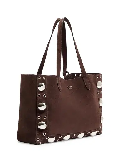 Valentino Garavani Women's Nellcôte Suede Shopping Bag - Testa Di Moro | Thumbnail 3 Valentino Garavani Women's Nellcôte Suede Shopping Bag - Testa Di Moro | Thumbnail 3
