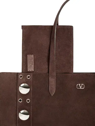 Valentino Garavani Women's Nellcôte Suede Shopping Bag - Testa Di Moro | Thumbnail 6 Valentino Garavani Women's Nellcôte Suede Shopping Bag - Testa Di Moro | Thumbnail 6