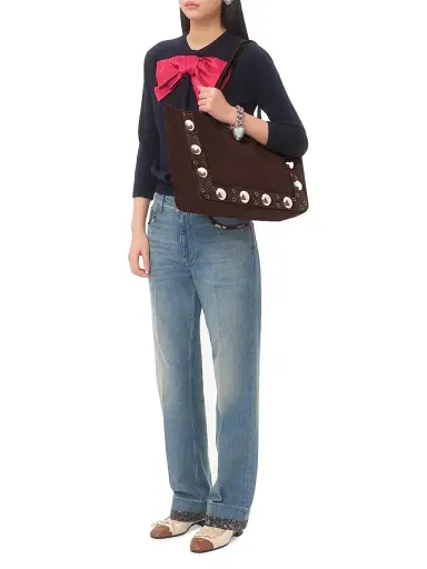Valentino Garavani Women's Nellcôte Suede Shopping Bag - Testa Di Moro | Thumbnail 8 Valentino Garavani Women's Nellcôte Suede Shopping Bag - Testa Di Moro | Thumbnail 8