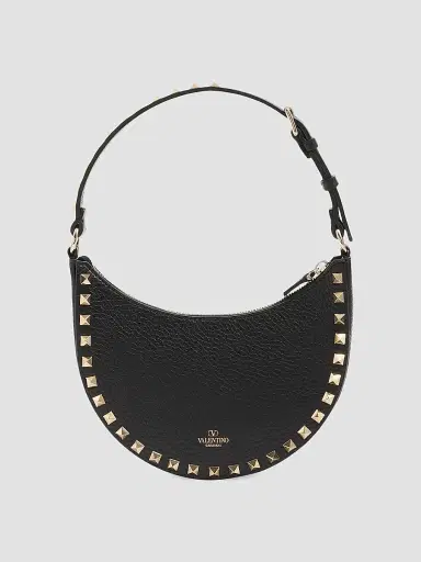 Valentino Garavani Women's Mini Rockstud Hobo Bag in Grainy Calfskin - Black | Thumbnail 6 Valentino Garavani Women's Mini Rockstud Hobo Bag in Grainy Calfskin - Black | Thumbnail 6