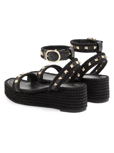 Valentino Garavani Women's Rockstud 45MM Flatform Sandals in Calfskin - Black - Size 5 | Thumbnail 3 Valentino Garavani Women's Rockstud 45MM Flatform Sandals in Calfskin - Black - Size 5 | Thumbnail 3