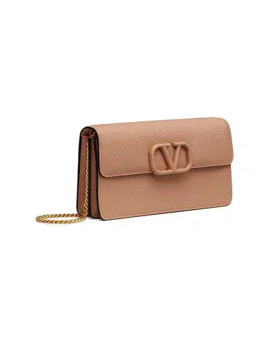 Valentino Garavani Women's VLogo Signature Grainy Calfskin Wallet with Chain | Thumbnail 2 Valentino Garavani Women's VLogo Signature Grainy Calfskin Wallet with Chain | Thumbnail 2