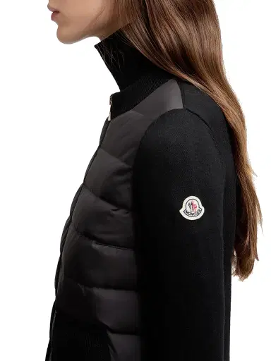 Moncler Women's Down Filled Cardigan in Wool - Black | Thumbnail 4 Moncler Women's Down Filled Cardigan in Wool - Black | Thumbnail 4