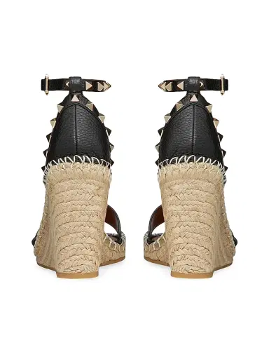 Valentino Garavani Women's Double Rockstud Grainy Calfskin Wedges 105MM - Black Light Cuir - Size 4 | Thumbnail 3 Valentino Garavani Women's Double Rockstud Grainy Calfskin Wedges 105MM - Black Light Cuir - Size 4 | Thumbnail 3