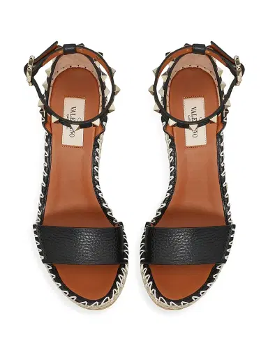 Valentino Garavani Women's Double Rockstud Grainy Calfskin Wedges 105MM - Black Light Cuir - Size 4 | Thumbnail 4 Valentino Garavani Women's Double Rockstud Grainy Calfskin Wedges 105MM - Black Light Cuir - Size 4 | Thumbnail 4