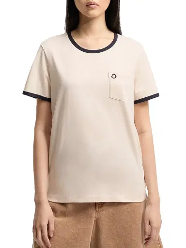 Moncler Women's Crew Neck in Cotton - White | Thumbnail 2 Moncler Women's Crew Neck in Cotton - White | Thumbnail 2