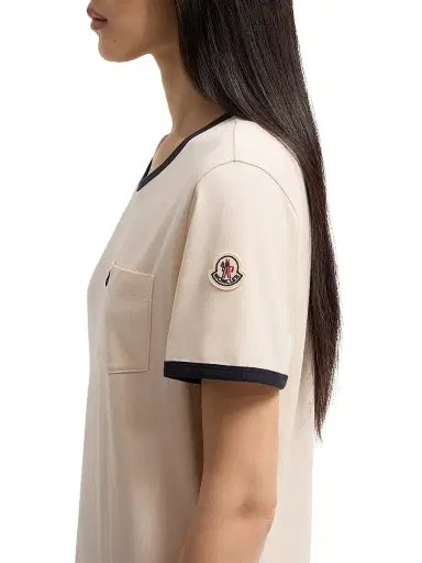Moncler Women's Crew Neck in Cotton - White | Thumbnail 4 Moncler Women's Crew Neck in Cotton - White | Thumbnail 4