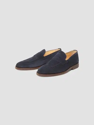Brunello Cucinelli Men's Leather Loafers - Navy | Thumbnail 2 Brunello Cucinelli Men's Leather Loafers - Navy | Thumbnail 2