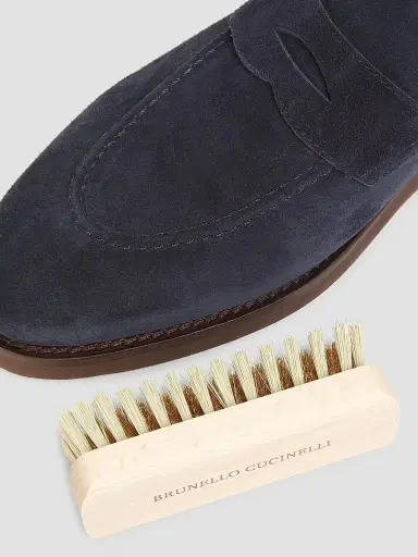 Brunello Cucinelli Men's Leather Loafers - Navy | Thumbnail 5 Brunello Cucinelli Men's Leather Loafers - Navy | Thumbnail 5