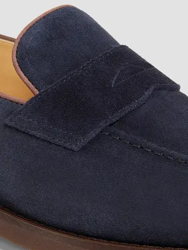Brunello Cucinelli Men's Leather Loafers - Navy | Thumbnail 6 Brunello Cucinelli Men's Leather Loafers - Navy | Thumbnail 6