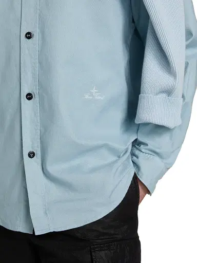 Stone Island Men's Logo-Embroidered Cotton Button-Down Shirt - Dust Blue | Thumbnail 6 Stone Island Men's Logo-Embroidered Cotton Button-Down Shirt - Dust Blue | Thumbnail 6