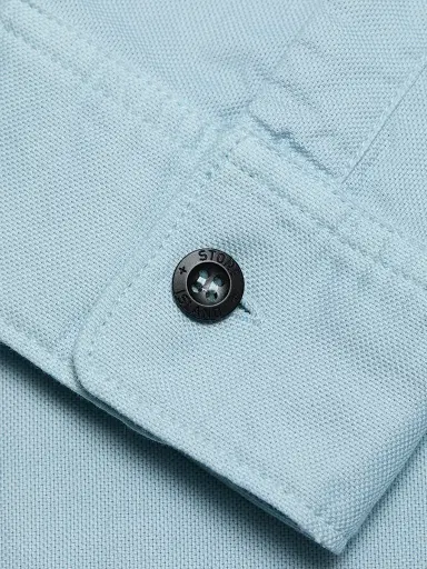 Stone Island Men's Logo-Embroidered Cotton Button-Down Shirt - Dust Blue | Thumbnail 7 Stone Island Men's Logo-Embroidered Cotton Button-Down Shirt - Dust Blue | Thumbnail 7