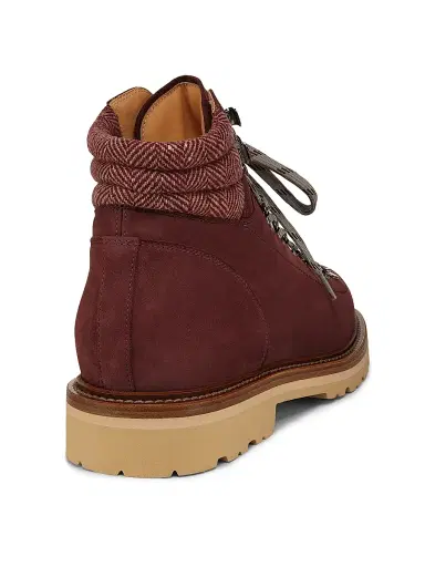 Brunello Cucinelli Men's Leather Hiking Boots - Dark Red | Thumbnail 3 Brunello Cucinelli Men's Leather Hiking Boots - Dark Red | Thumbnail 3