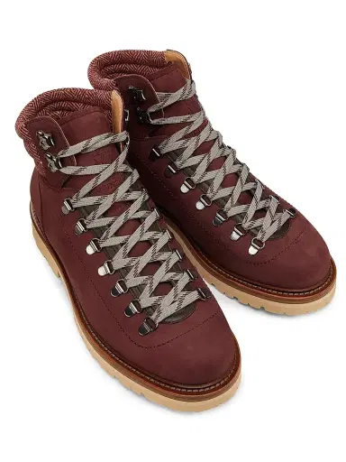Brunello Cucinelli Men's Leather Hiking Boots - Dark Red | Thumbnail 4 Brunello Cucinelli Men's Leather Hiking Boots - Dark Red | Thumbnail 4