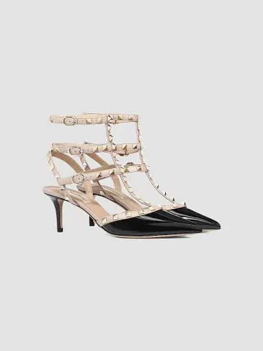 Valentino Garavani Women's Rockstud Caged Pumps 65MM - Black Poudre | Thumbnail 2 Valentino Garavani Women's Rockstud Caged Pumps 65MM - Black Poudre | Thumbnail 2