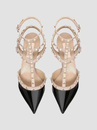 Valentino Garavani Women's Rockstud Caged Pumps 65MM - Black Poudre | Thumbnail 4 Valentino Garavani Women's Rockstud Caged Pumps 65MM - Black Poudre | Thumbnail 4