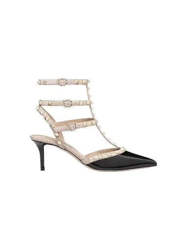 Valentino Garavani Women's Rockstud Caged Pumps 65MM - Black Poudre | Thumbnail 1 Valentino Garavani Women's Rockstud Caged Pumps 65MM - Black Poudre | Thumbnail 1
