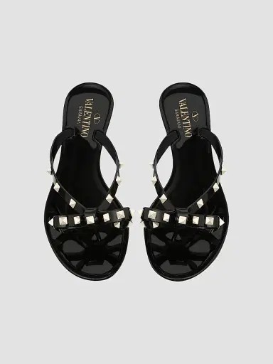 Valentino Garavani Women's Rockstud Rubber Slippers - Black | Thumbnail 4 Valentino Garavani Women's Rockstud Rubber Slippers - Black | Thumbnail 4