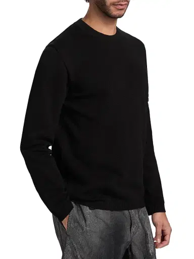Stone Island Men's Solid Cotton Sweatshirt - Black | Thumbnail 4 Stone Island Men's Solid Cotton Sweatshirt - Black | Thumbnail 4