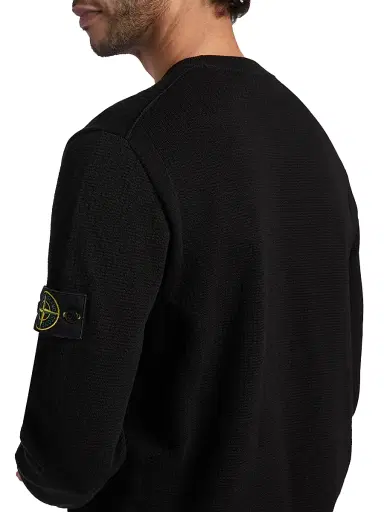Stone Island Men's Solid Cotton Sweatshirt - Black | Thumbnail 6 Stone Island Men's Solid Cotton Sweatshirt - Black | Thumbnail 6