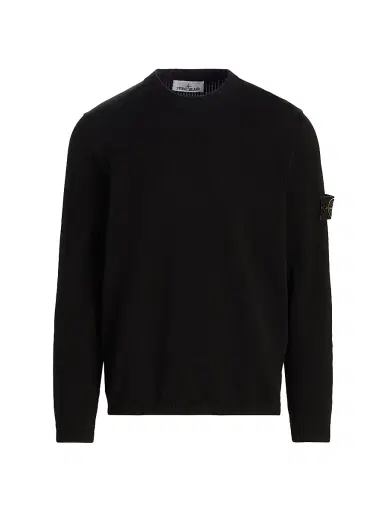 Stone Island Men's Solid Cotton Sweatshirt - Black | Thumbnail 1 Stone Island Men's Solid Cotton Sweatshirt - Black | Thumbnail 1
