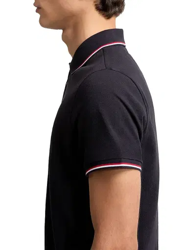 Moncler Men's Polo Shirt in Cotton Piquet - Dark Blue | Thumbnail 4 Moncler Men's Polo Shirt in Cotton Piquet - Dark Blue | Thumbnail 4