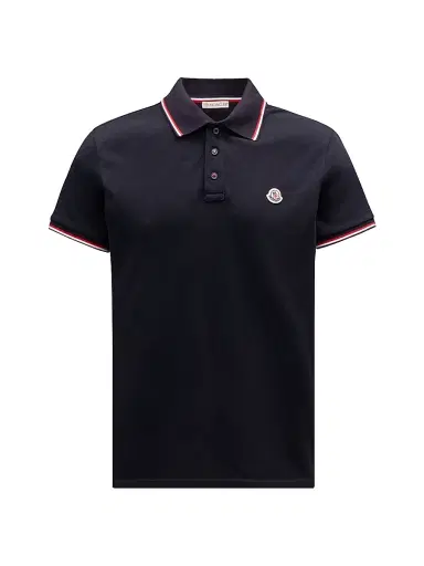 Moncler Men's Polo Shirt in Cotton Piquet - Dark Blue | Thumbnail 1 Moncler Men's Polo Shirt in Cotton Piquet - Dark Blue | Thumbnail 1