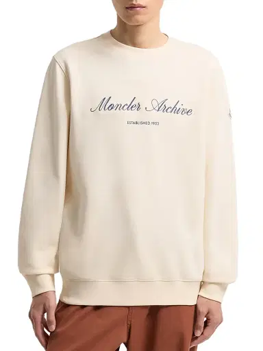 Moncler Men's Crewneck Sweatshirt in Cotton Blend - White | Thumbnail 2 Moncler Men's Crewneck Sweatshirt in Cotton Blend - White | Thumbnail 2