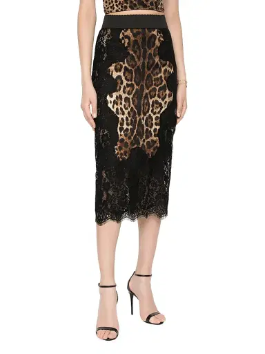 Dolce & Gabbana Women's Lace Leopard-Print Patch Midi-Skirt - Leo New - Size 14 | Thumbnail 5 Dolce & Gabbana Women's Lace Leopard-Print Patch Midi-Skirt - Leo New - Size 14 | Thumbnail 5