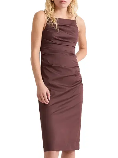 Marella Women's Stretch Poplin Sheath Dress - Brown - Size 6 | Thumbnail 3 Marella Women's Stretch Poplin Sheath Dress - Brown - Size 6 | Thumbnail 3
