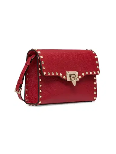 Valentino Garavani Women's Rockstud Grainy Calfskin Crossbody Bag - Rosso Red | Thumbnail 3 Valentino Garavani Women's Rockstud Grainy Calfskin Crossbody Bag - Rosso Red | Thumbnail 3